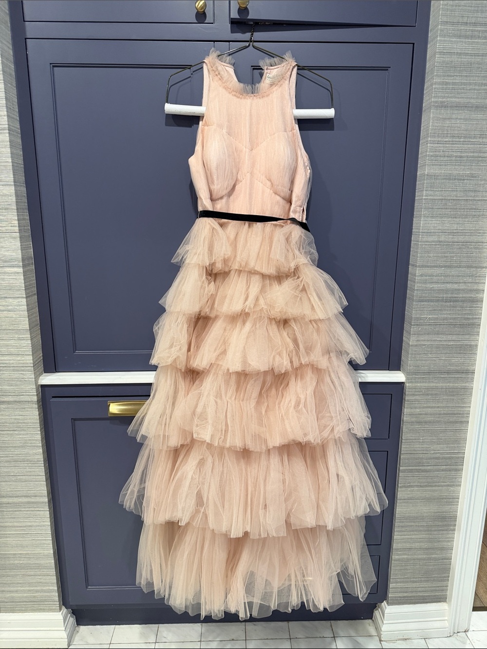 Tiered Tulle Prom Dress in Blush